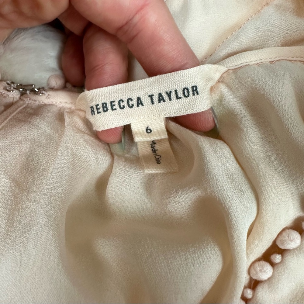 Rebecca Taylor 100% Silk Pink V Neck Blouse, 6 - Picture 5 of 8